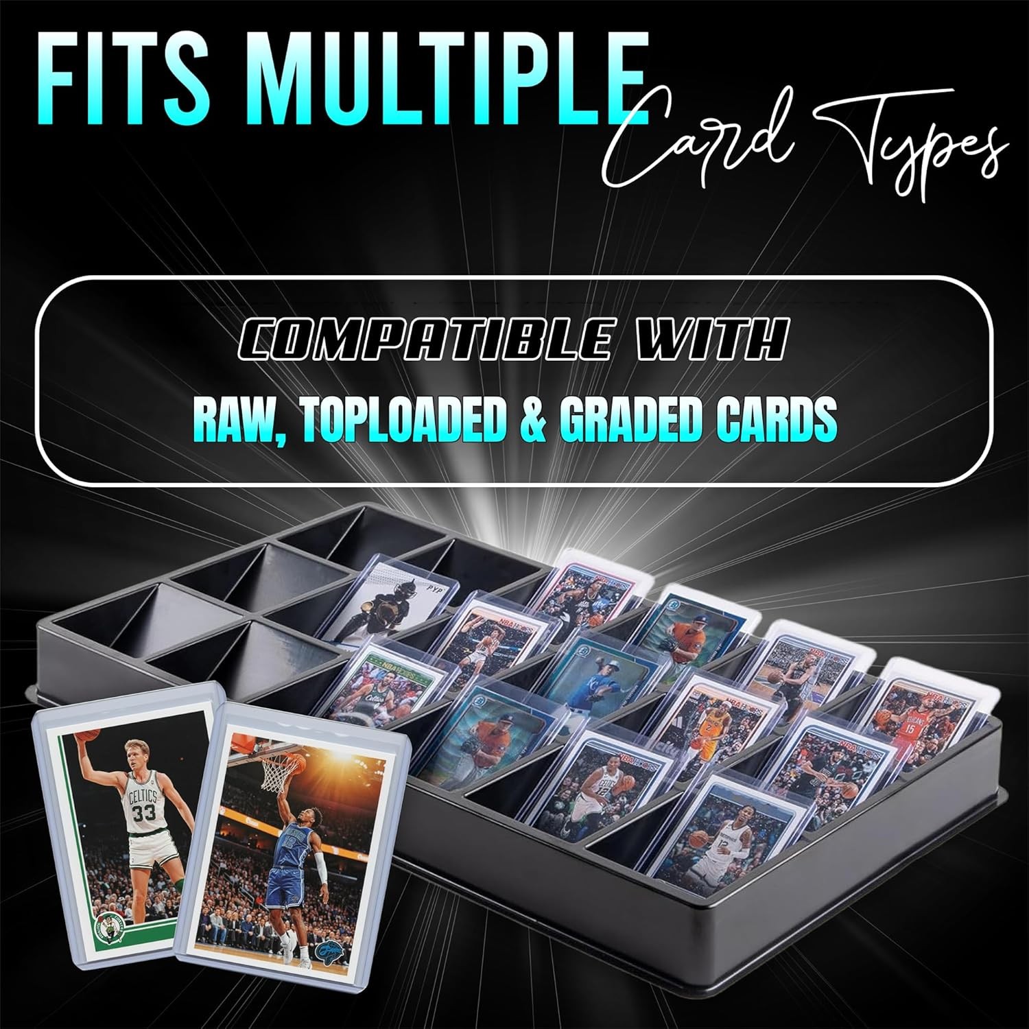 – (3 Pack 18-Slot Toploder Trading Card Sorting Tray – Improved Design with T…