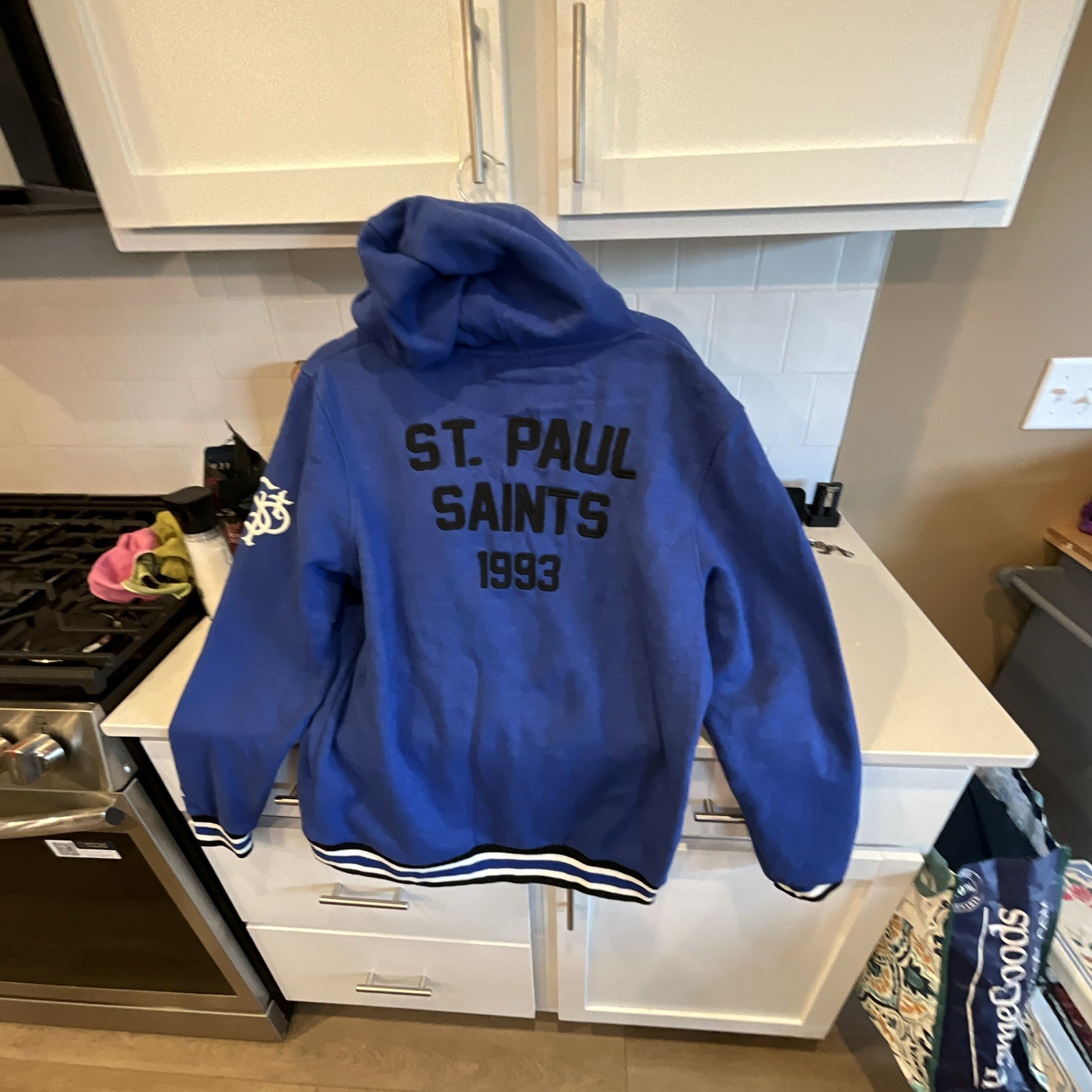 St. Paul Saints Baseball 1993 Pullover Hoodie Sweatshirt Blue White Black