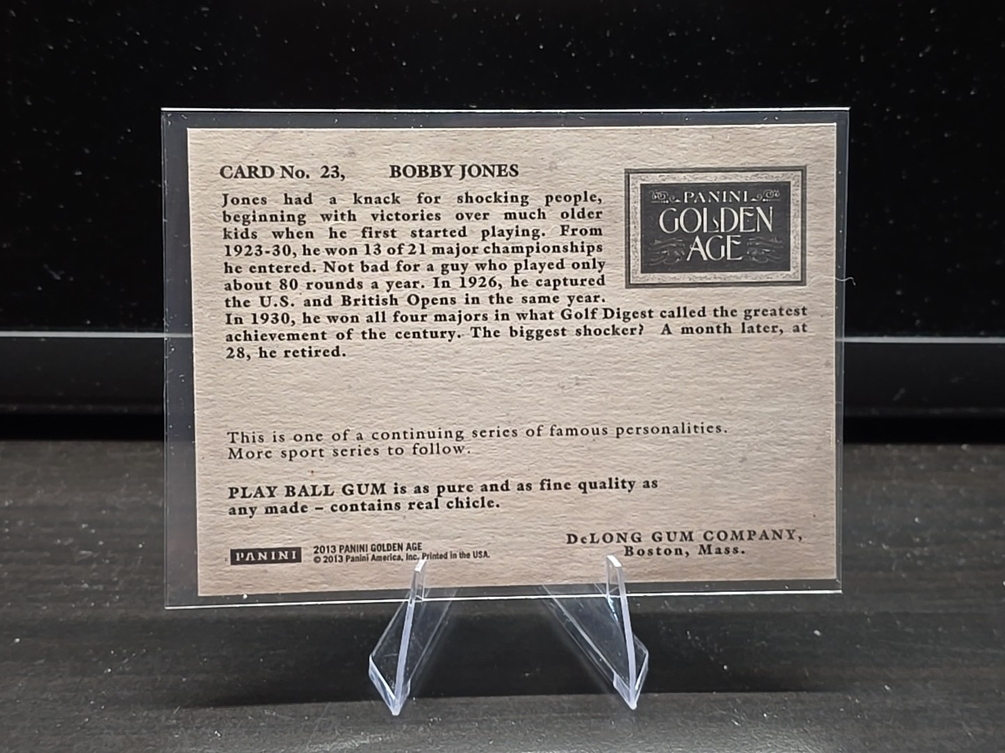 2013 Panini Golden Age DeLong Gum Bobby Jones #23 GOLF