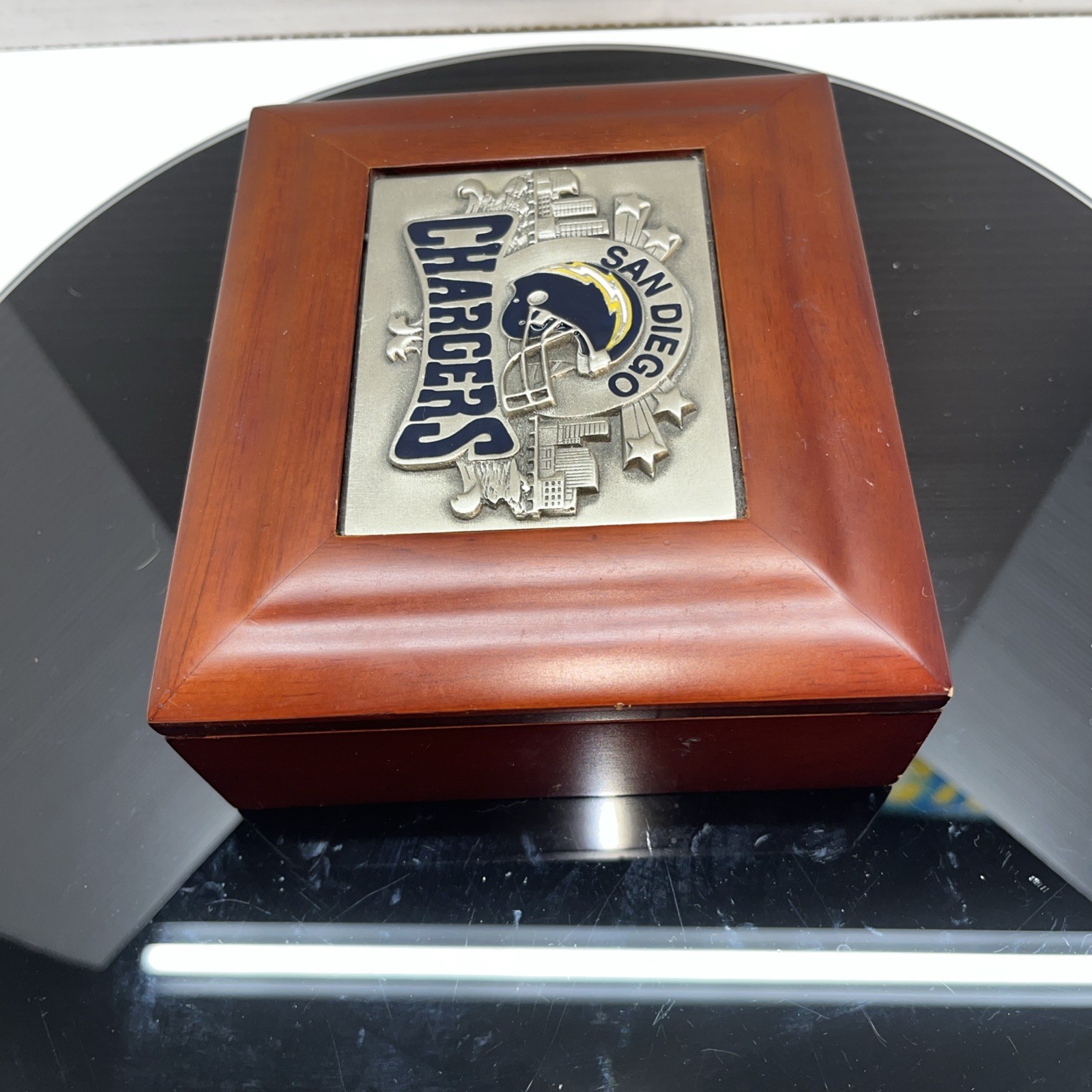 🚨🔥Vintage Wood San Diego Los Angeles Chargers Jewelry Watch Ring Box Nice