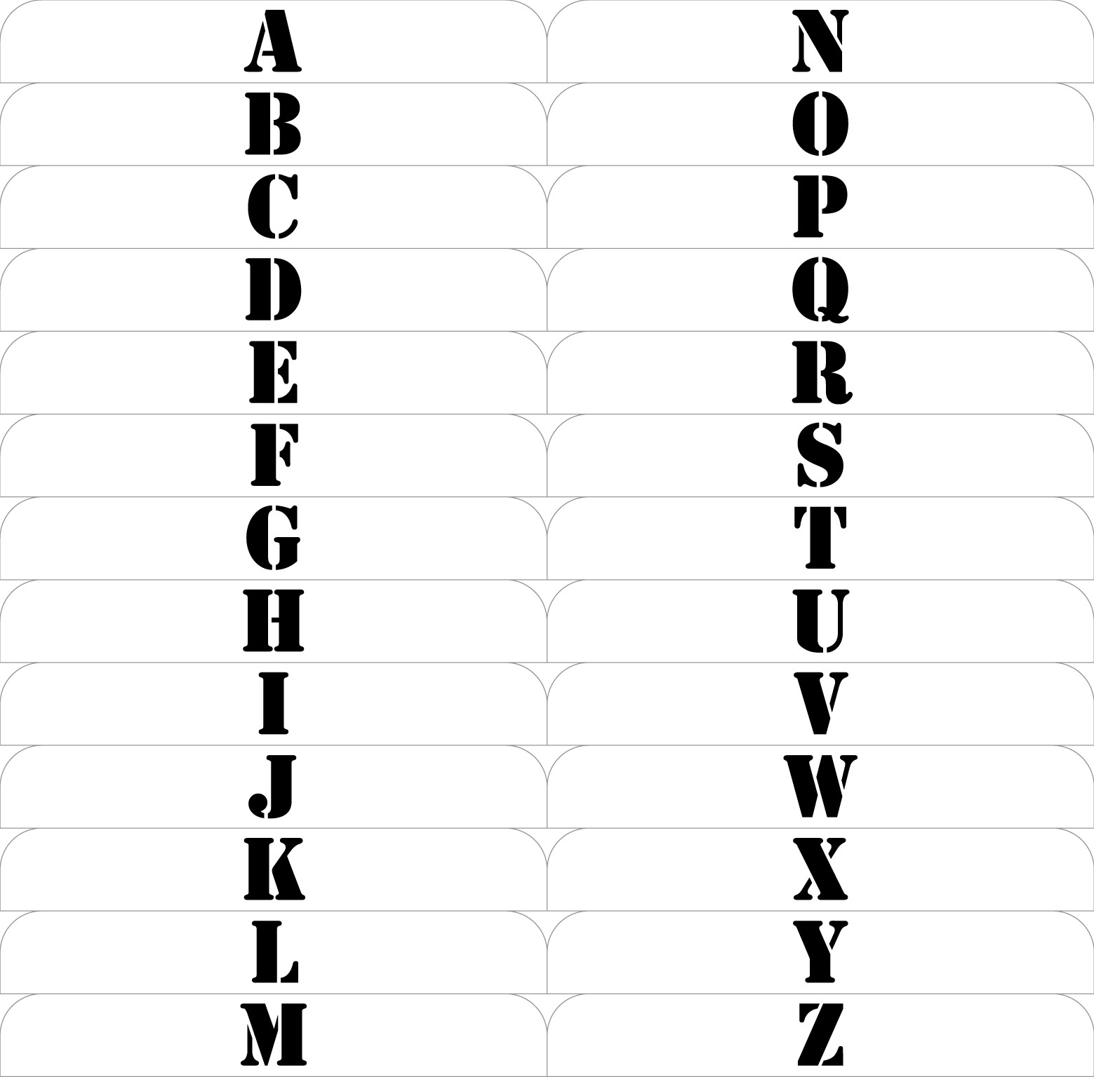 Card Dividers with Alphabet Labels | Vertical