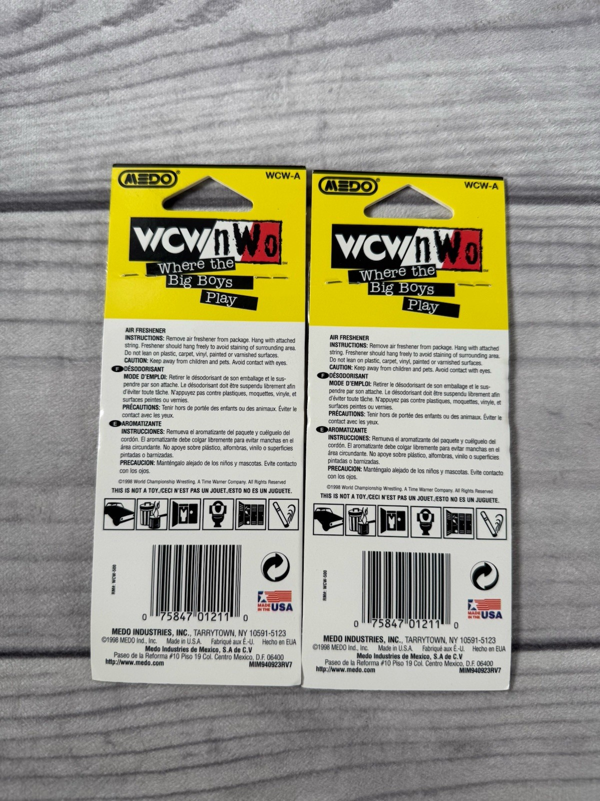 (2)1998 Vintage WCW NWO Sting Wrestling Medo Air Freshener Official USA Sealed