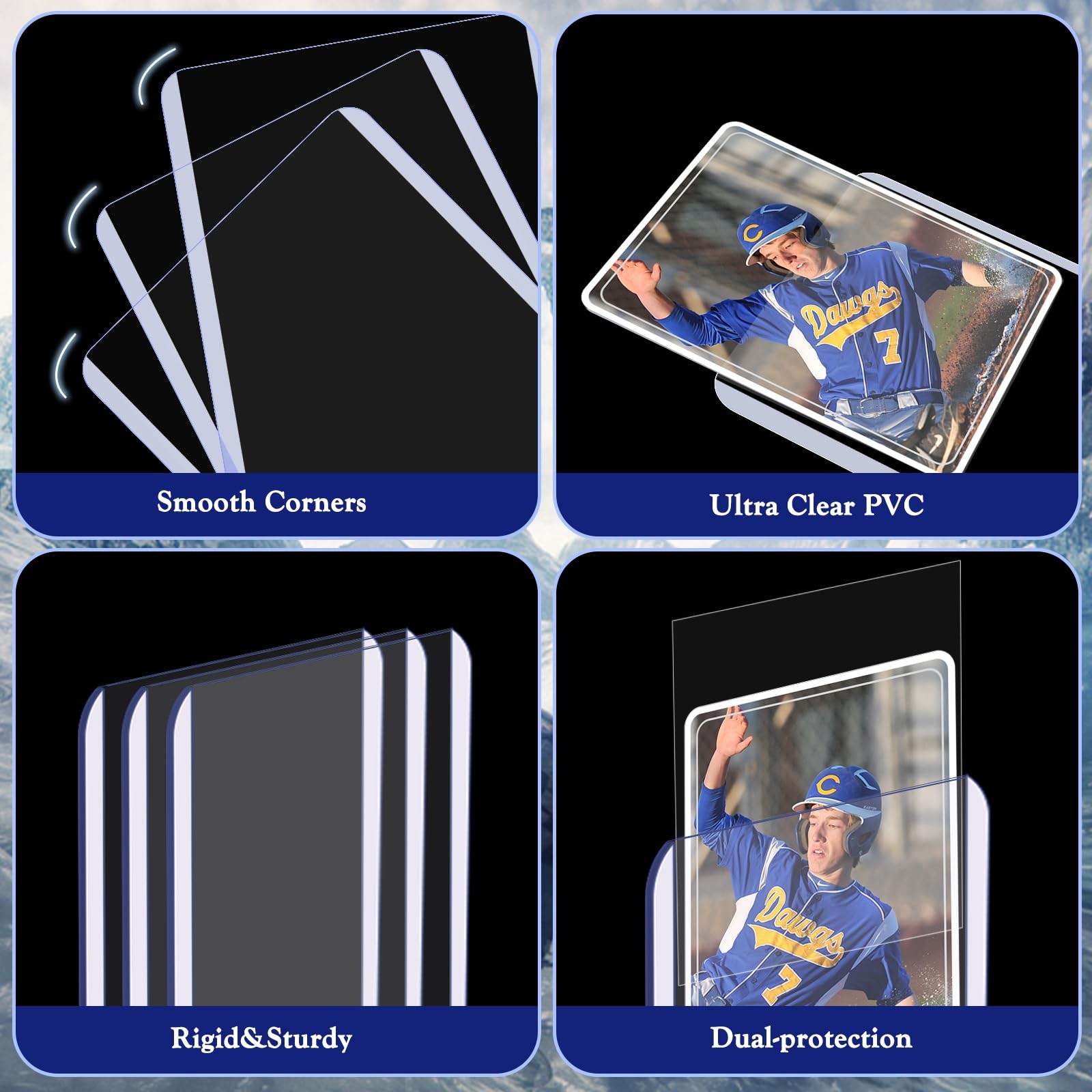 250 PCS TopLoaders Card Sleeves 50 Toploaders + 200 Soft Sleeves, Clear