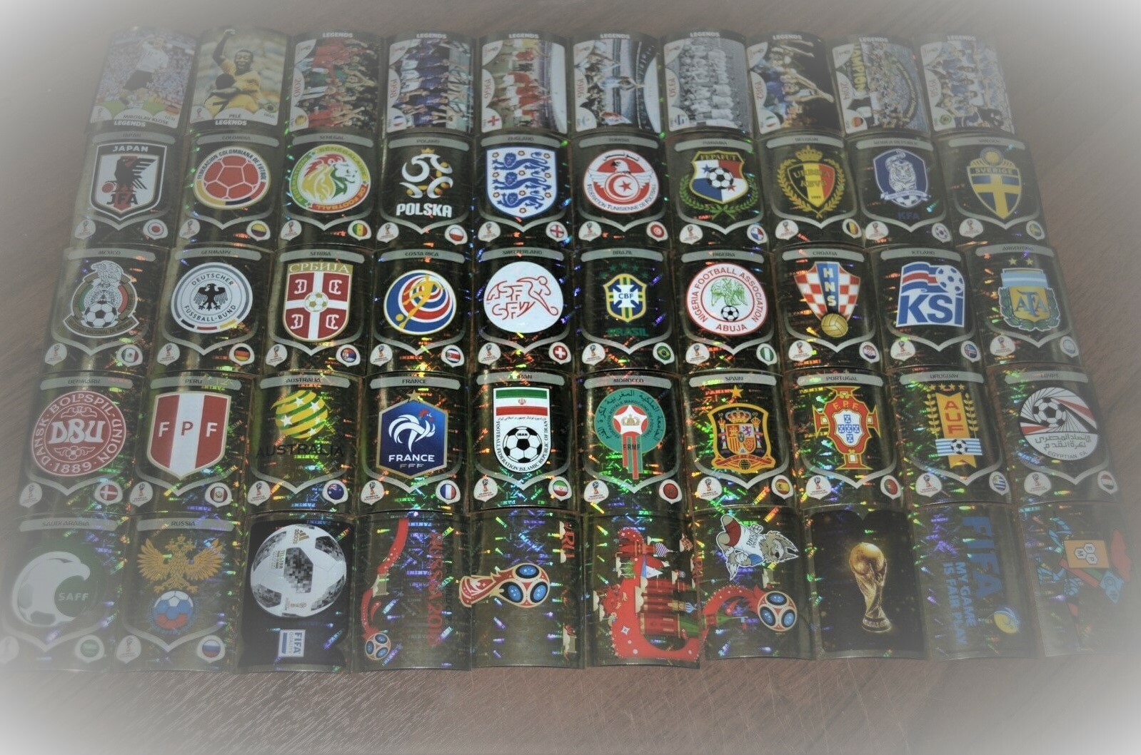 Panini FIFA World Cup Soccer Russia 2018 stickers foil, emblems, legends