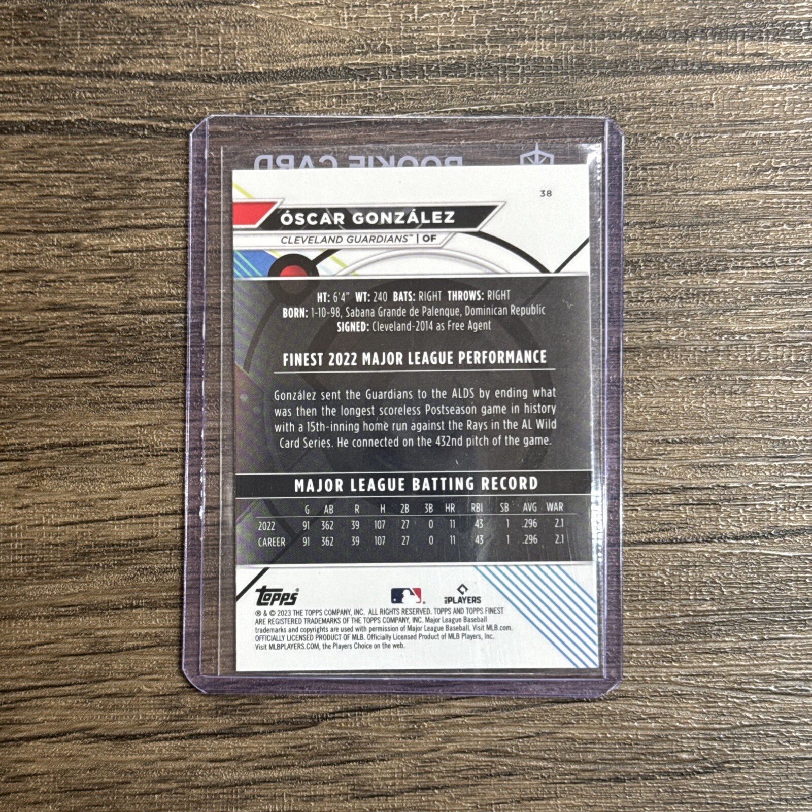 2023 Topps Finest OSCAR GONZALEZ RC #38