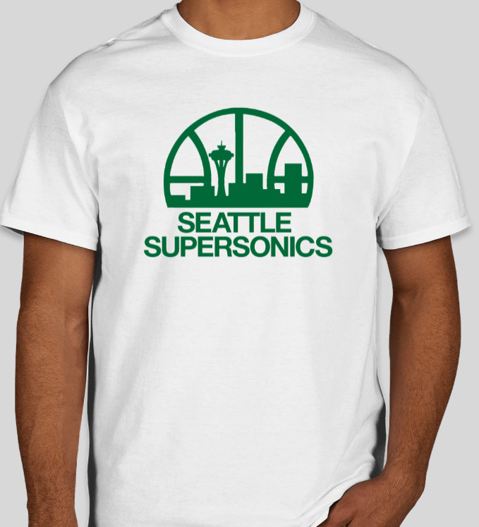 Seattle Super Sonics Vintage Retro Basketball T Shirt Tee Logo