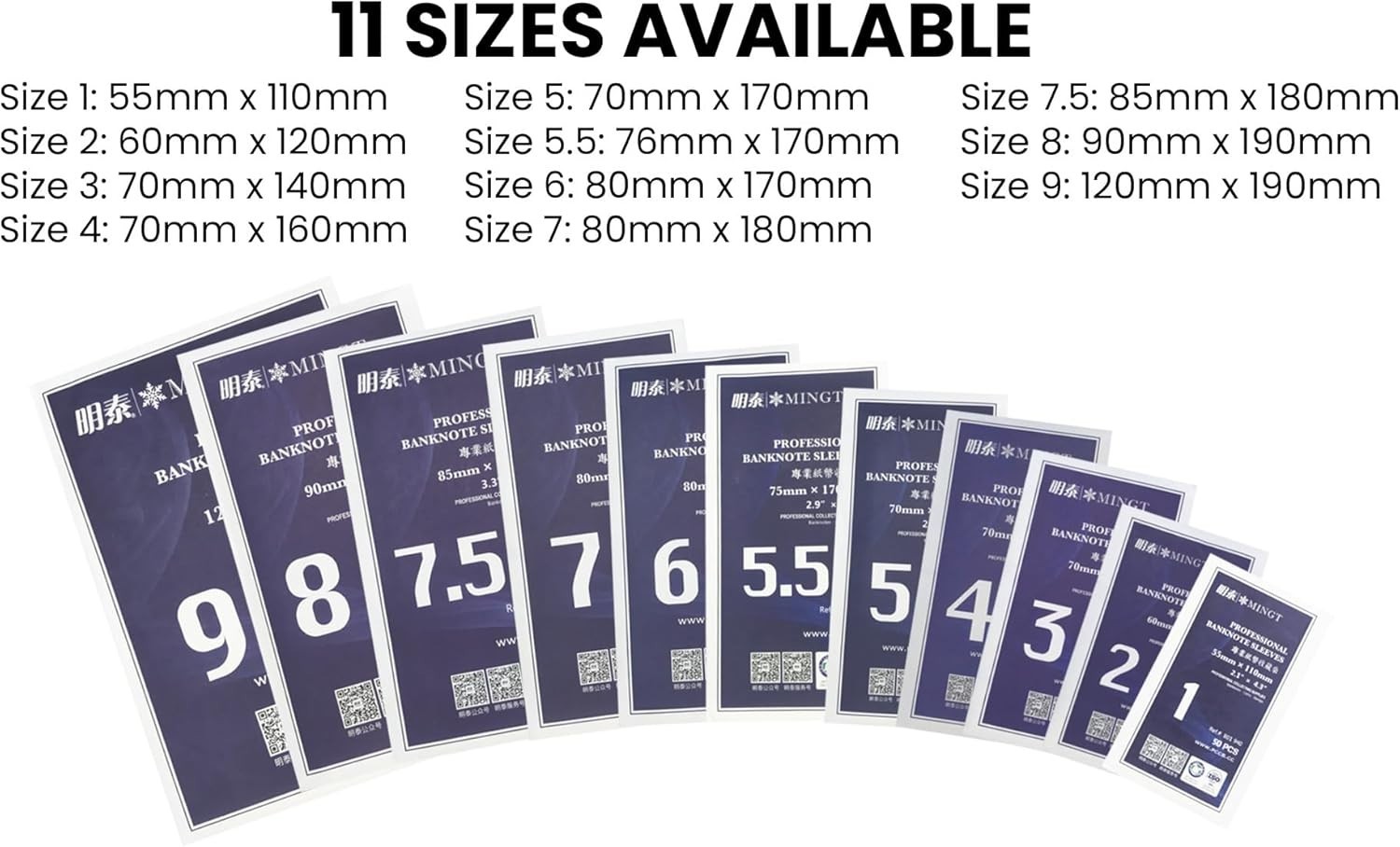 50-Pack Size 7 OPP Banknote Protective Sleeves for Safe Preservation