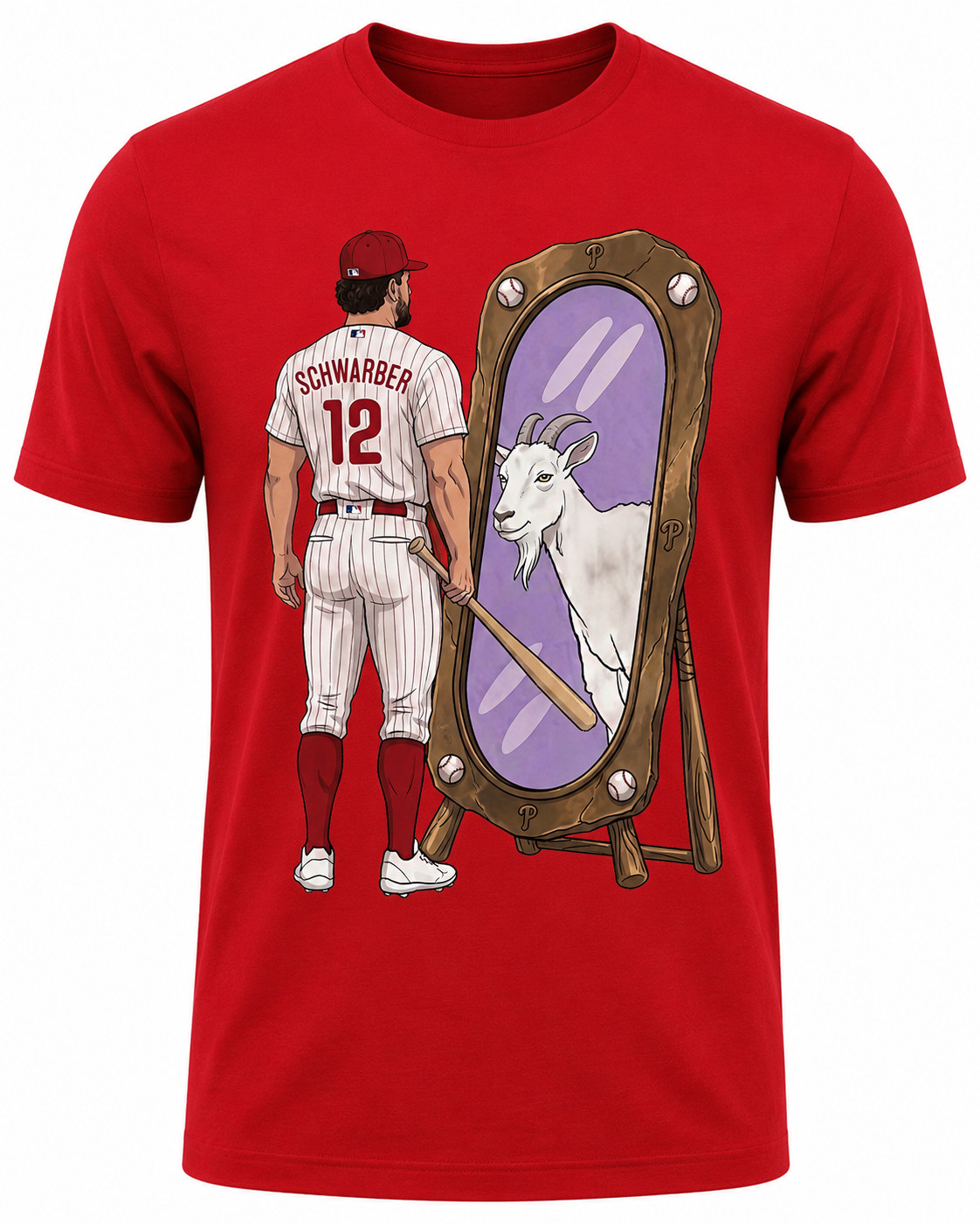 Kyle Schwarber GOAT Mirror Graphic T-Shirt, Philly Baseball Fan Shirt