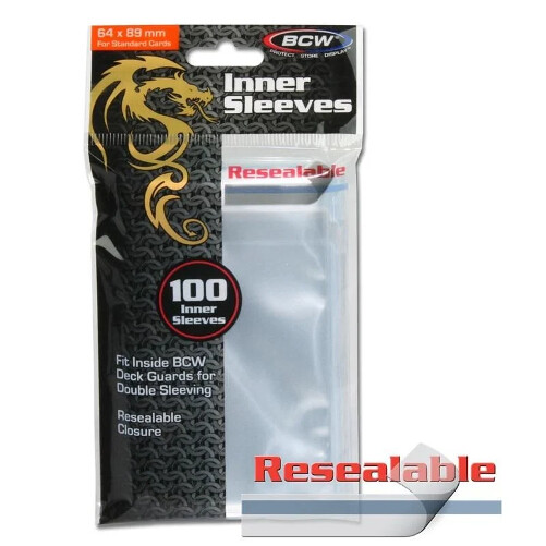 64 x 89 Resealable BCW Inner Sleeves for Pokemon YuGiOh Pack of 100