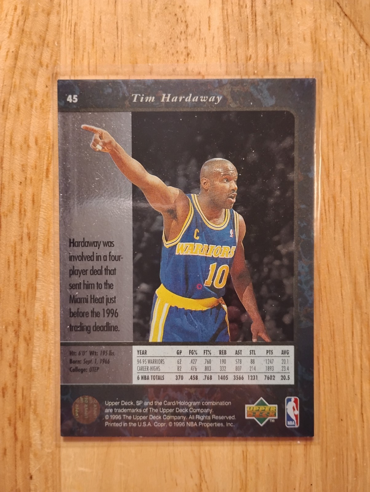 1995-96 Upper Deck SP Tim Hardaway #45 – Golden State Warriors