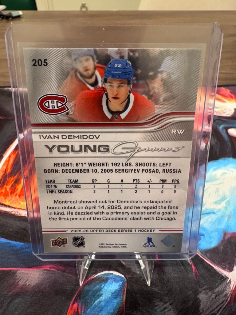 2025-26 Upper Deck Series 1 – Young Guns Ivan Demidov #205 (RC)