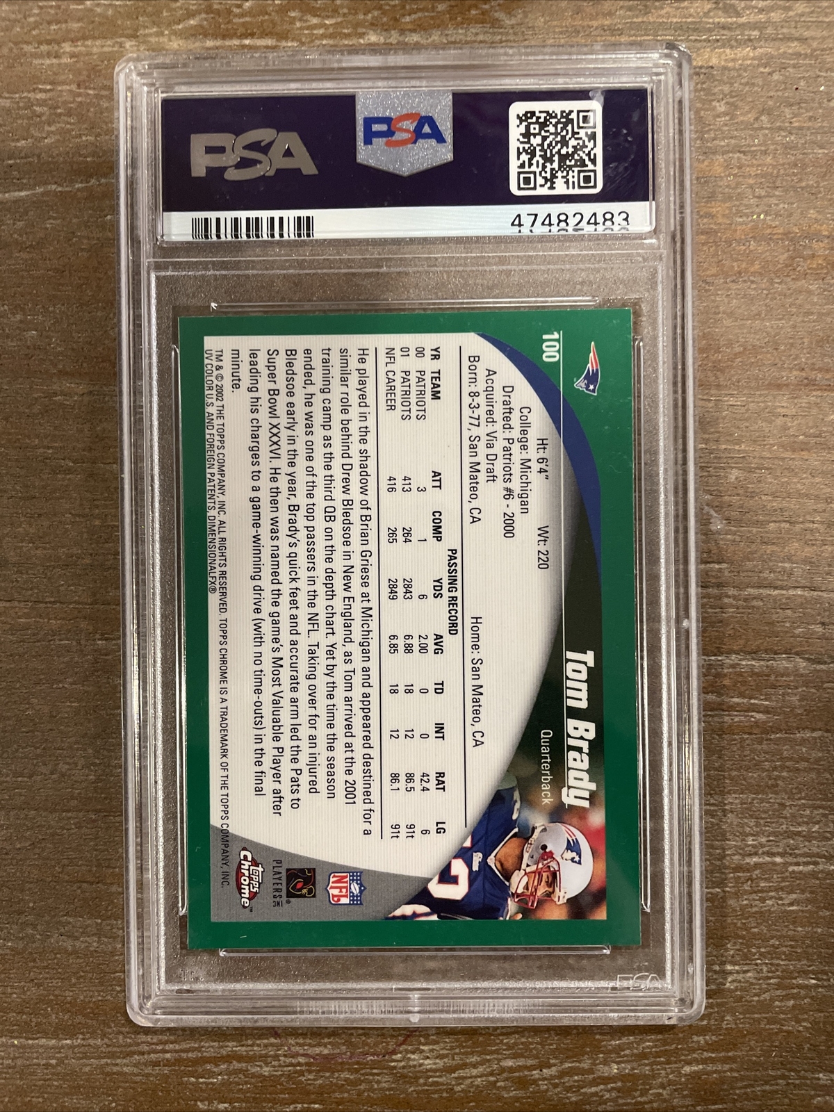 A stunning 2002 Topps Chrome Tom Brady PSA 10! TB #12’s first Topps Card. 🐐💥📈