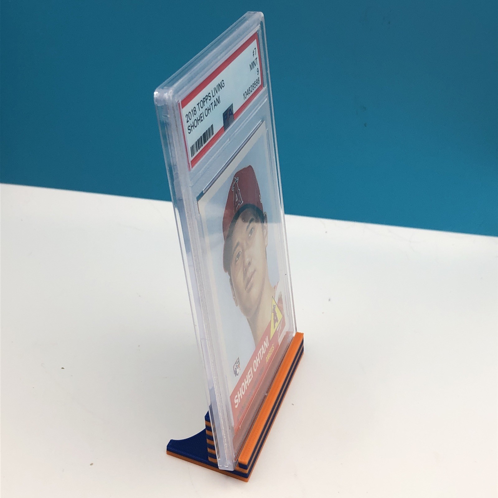 Trading Card Display Stands 5 3D Printed Mets Bears Broncos Knicks Blue Orange