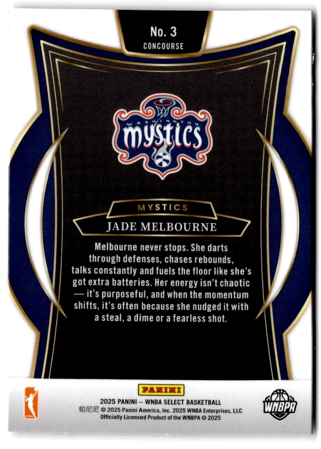 2025 Panini Select WNBA #3 Jade Melbourne Washington Mystics