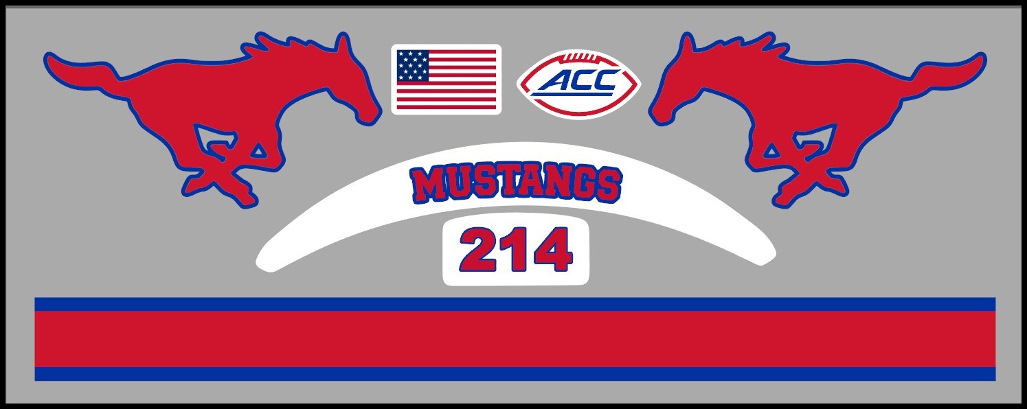 FULL SIZE SMU Mustangs Helmet Alternate Decals – 2 designs to choose from