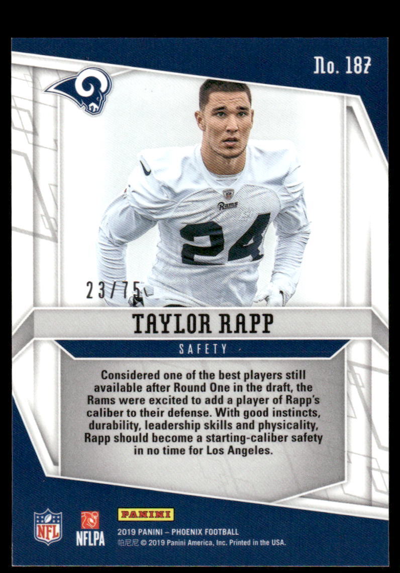 2019 Panini Phoenix #187 Taylor Rapp Yellow #/75