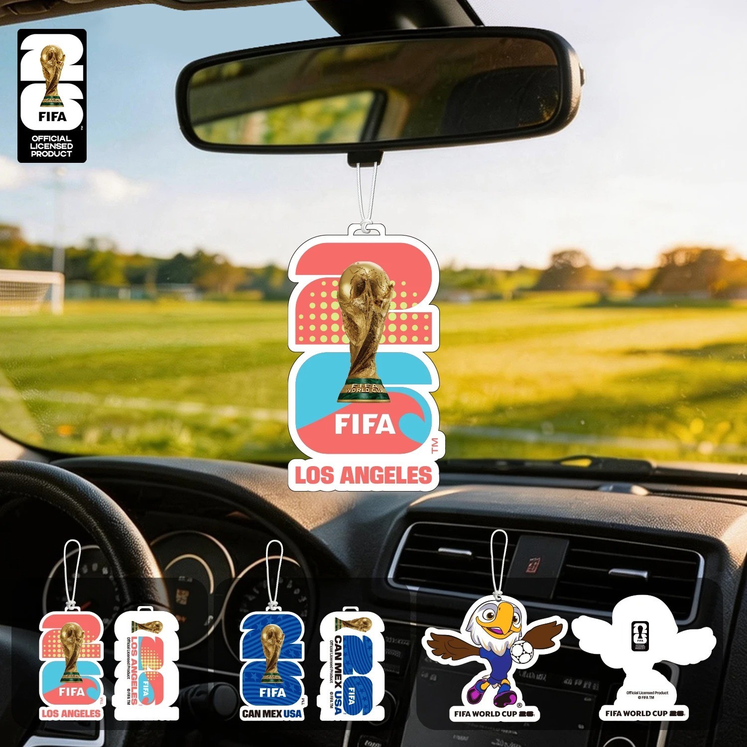 FIFA World Cup 2026 Official 3 Pack Car Air Freshener with Trophy Mascot & Host