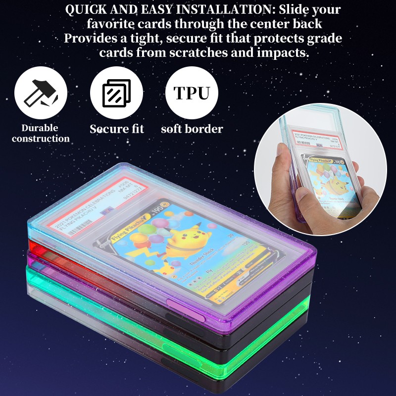 For PSA/CGC 35PT Gradient TPU Rubber Trading Cards Protector Holder Bumper Case