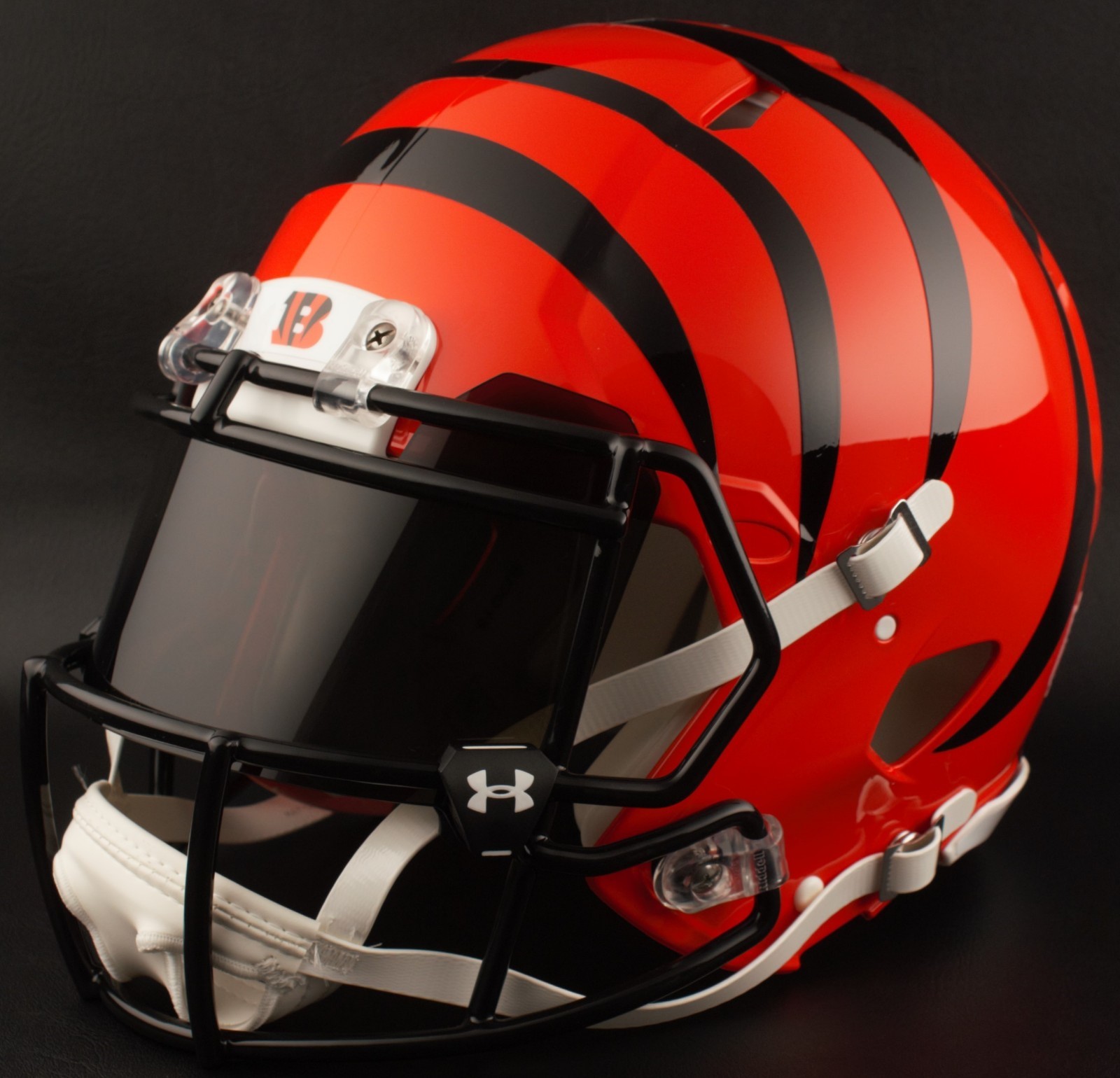 CINCINNATI BENGALS NFL Football Helmet with BLACK-TINT Visor / Eye Shield