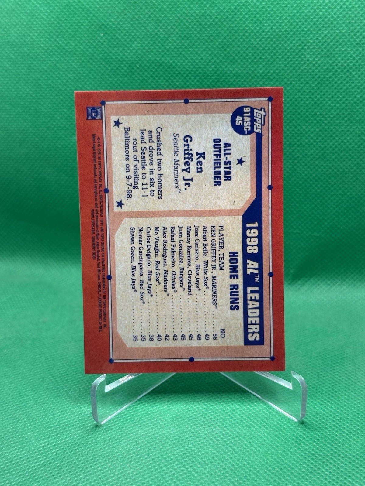 2026 Topps Series 2 Baseball Ken Griffey Jr Silver Pack Orange Mojo # 25/25!