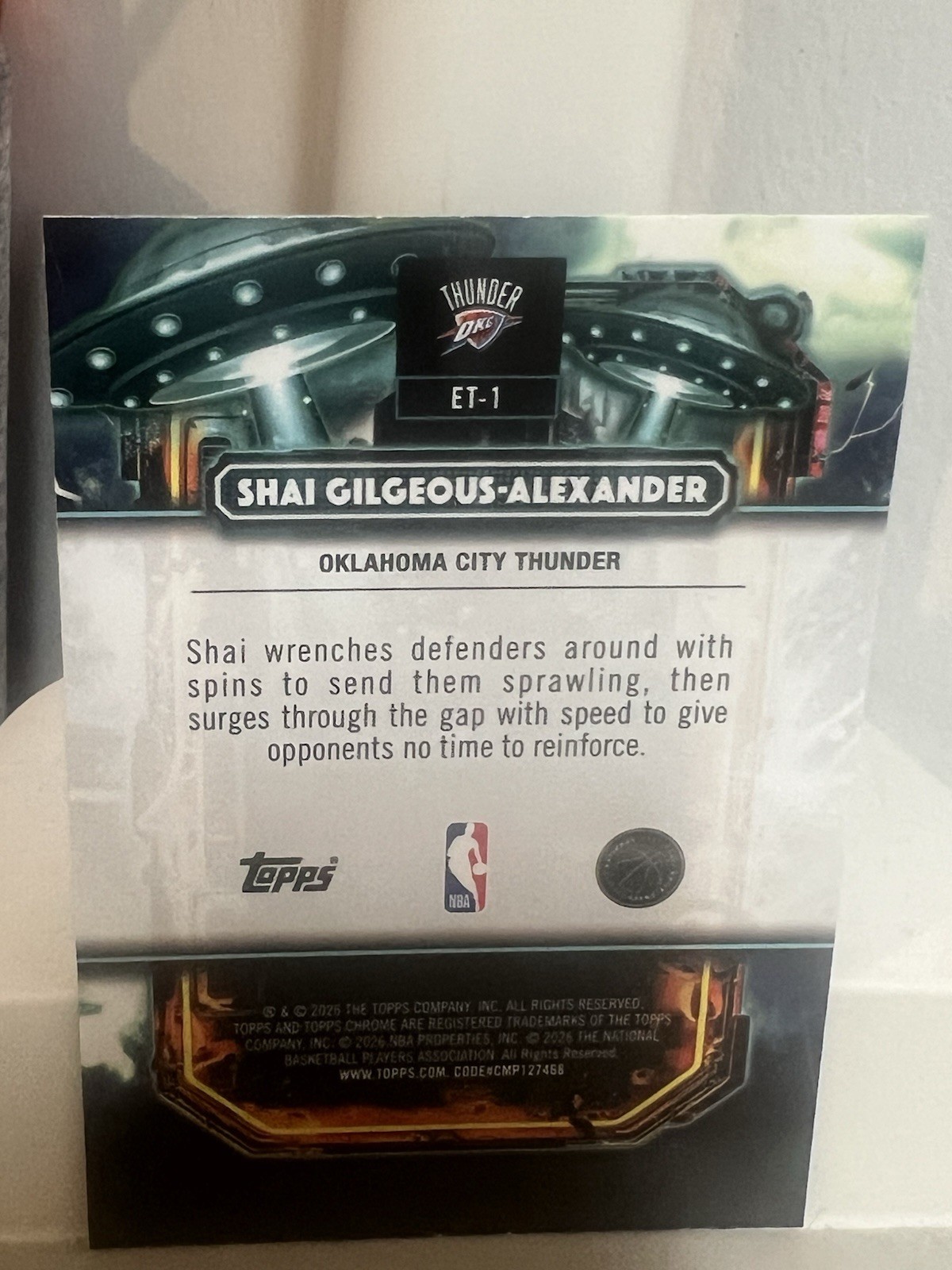 2025-26 Topps Cosmic Chrome Shai Gilgeous-Alexander ET-1 Blue Moon /99 OKC