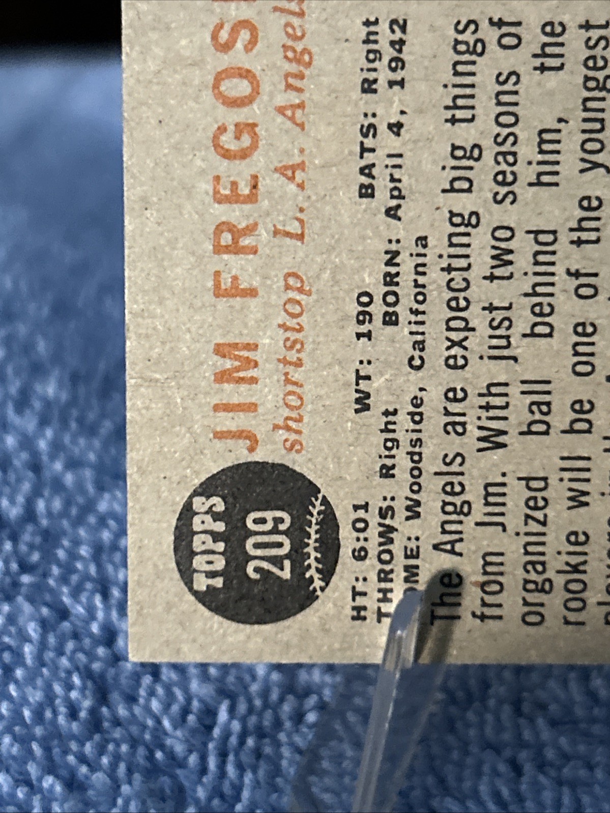 1962 Topps – Jim Fregosi #209 (RC)