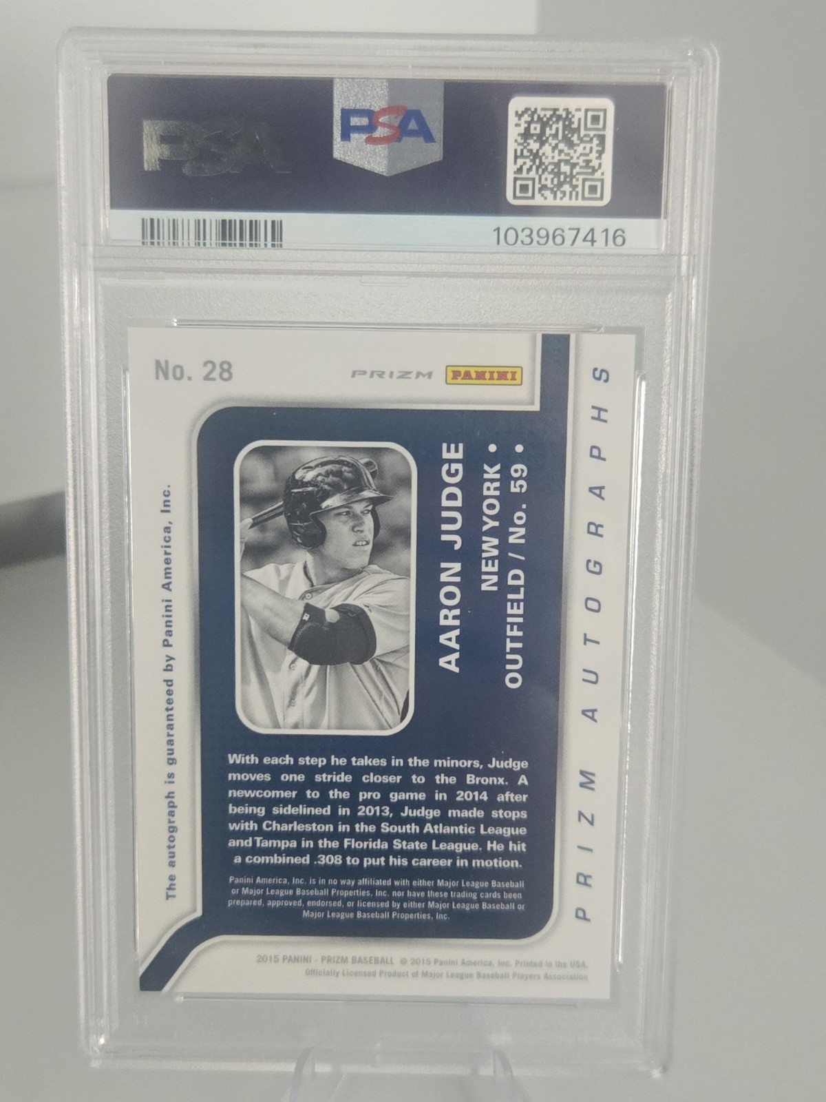 2015 Panini Prizm – Autographs Aaron Judge #28 (AU, RC)