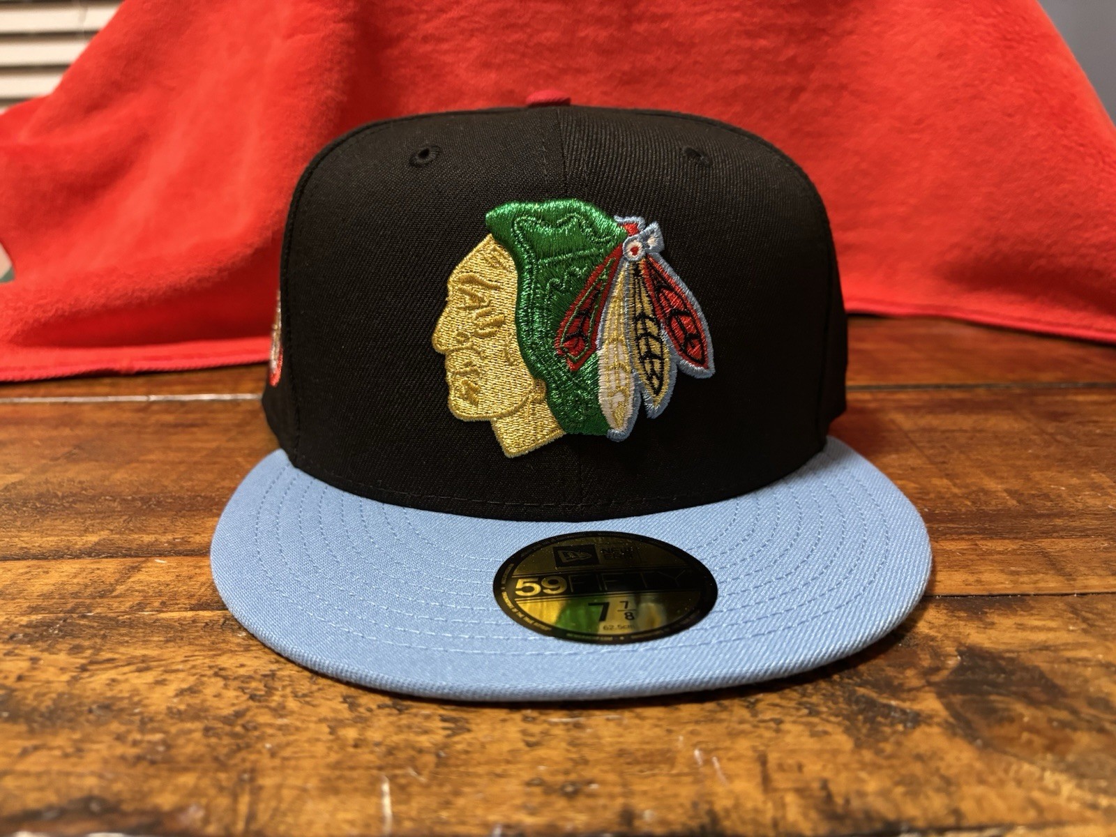 Chicago Blackhawks Always Original Sky Blue Black New Era Fitted 7 7/8 Gray UV