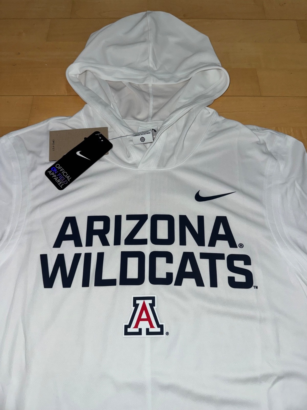 New Mens Nike NCAA Arizona Wildcats On-Field Lightweight Hoodie White Sz L