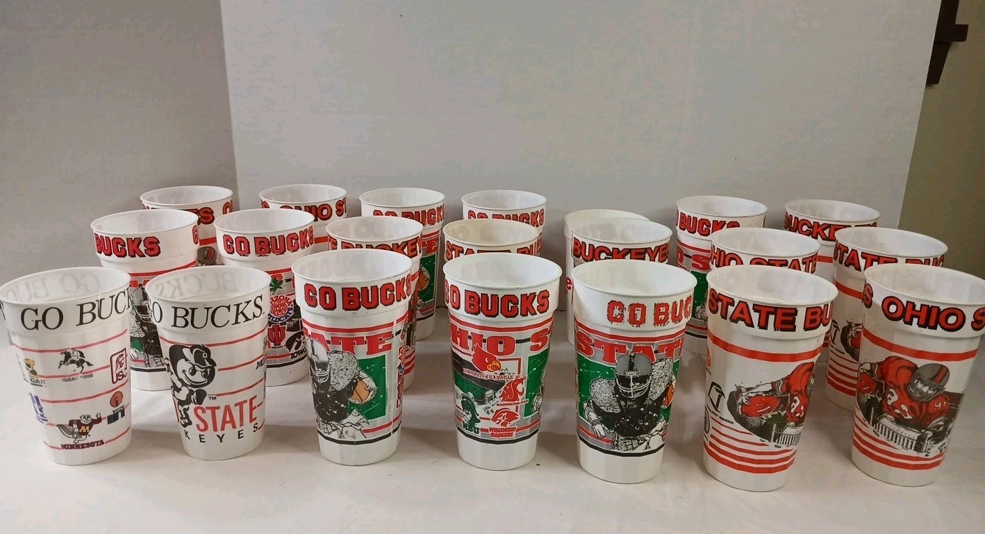 Ohio State Buckeyes College Football Plastic Cup Lot Of 21 Drinking Cups Bucks