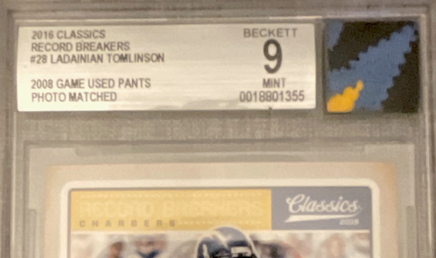 Panini 2016 Record Breakers LaDainian Tomlinson BGS 9-2008 GU Pants #28 Chargers