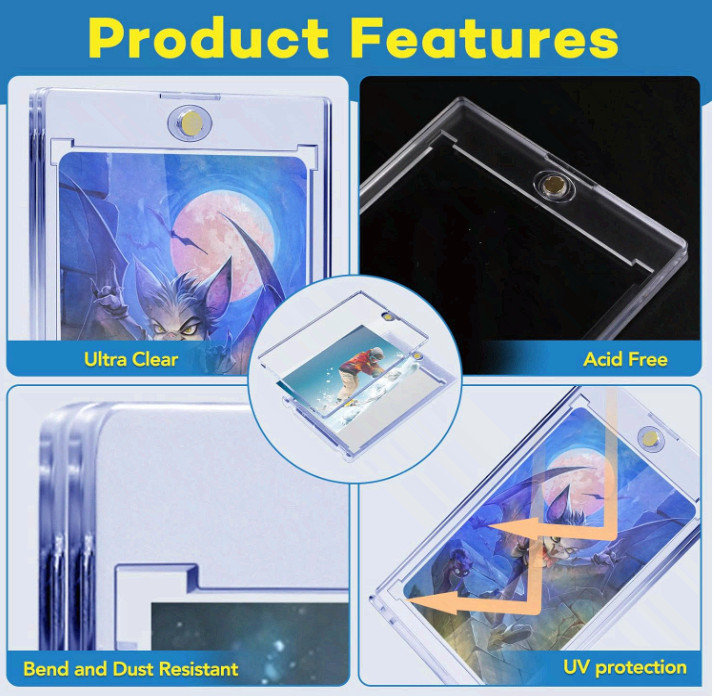 100ct Magnetic Card Holders, Magnetic 35pt One Touch Card Holders,U-V Protection