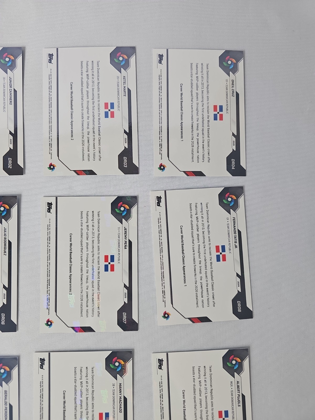 2026 World Baseball Classic Topps Now Team Dominican Republic 12 BASE CARDS