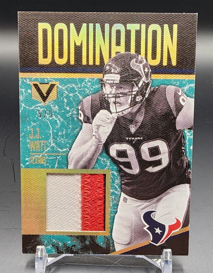 2017 Panini Vertex J.J. Watt Domination 3 Color Patch 5/5 #DM-14 Rare!