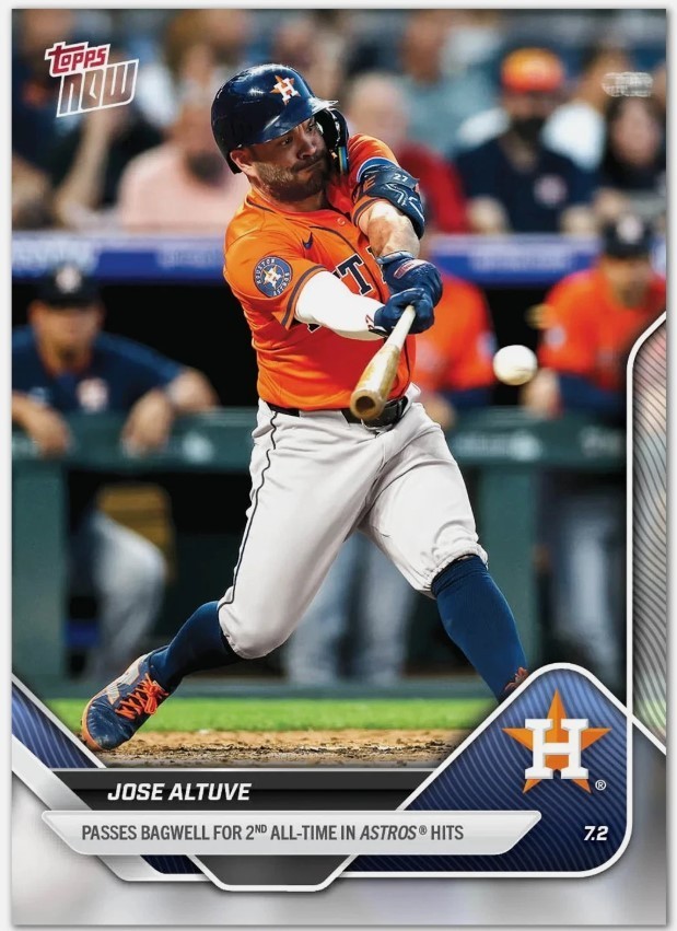 Jose Altuve 2025 Topps Now #372 Astros Passes Bagwell 2nd All-Time Hits IN HAND