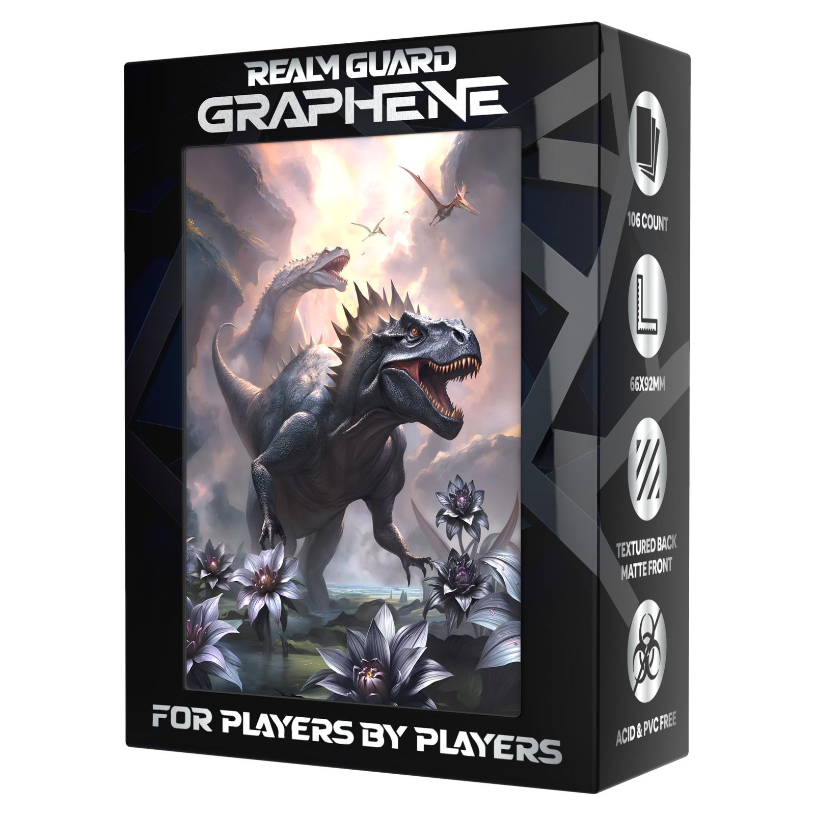 Graphene -100ct Textured Matte TCG/MTG Card Art Sleeves (Black Lotus Dinosaur)
