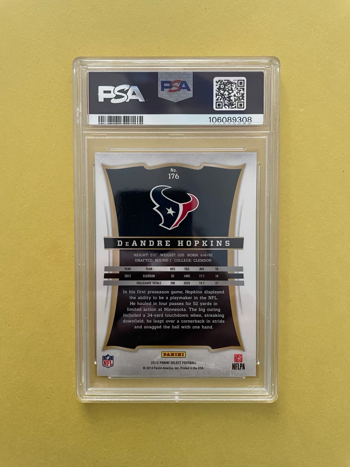 2013 Panini Select DEANDRE HOPKINS (RC) #176 PSA 9 Rookie Low Pop See Below !!!