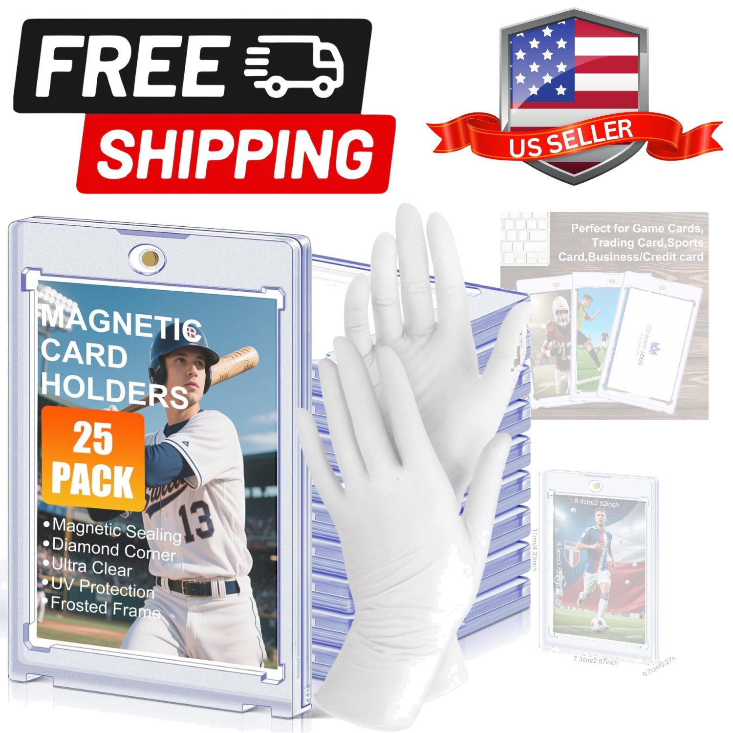 35pt Magnetic Card Holders for Trading Cards,UV Hard Plastic Sports Display C…