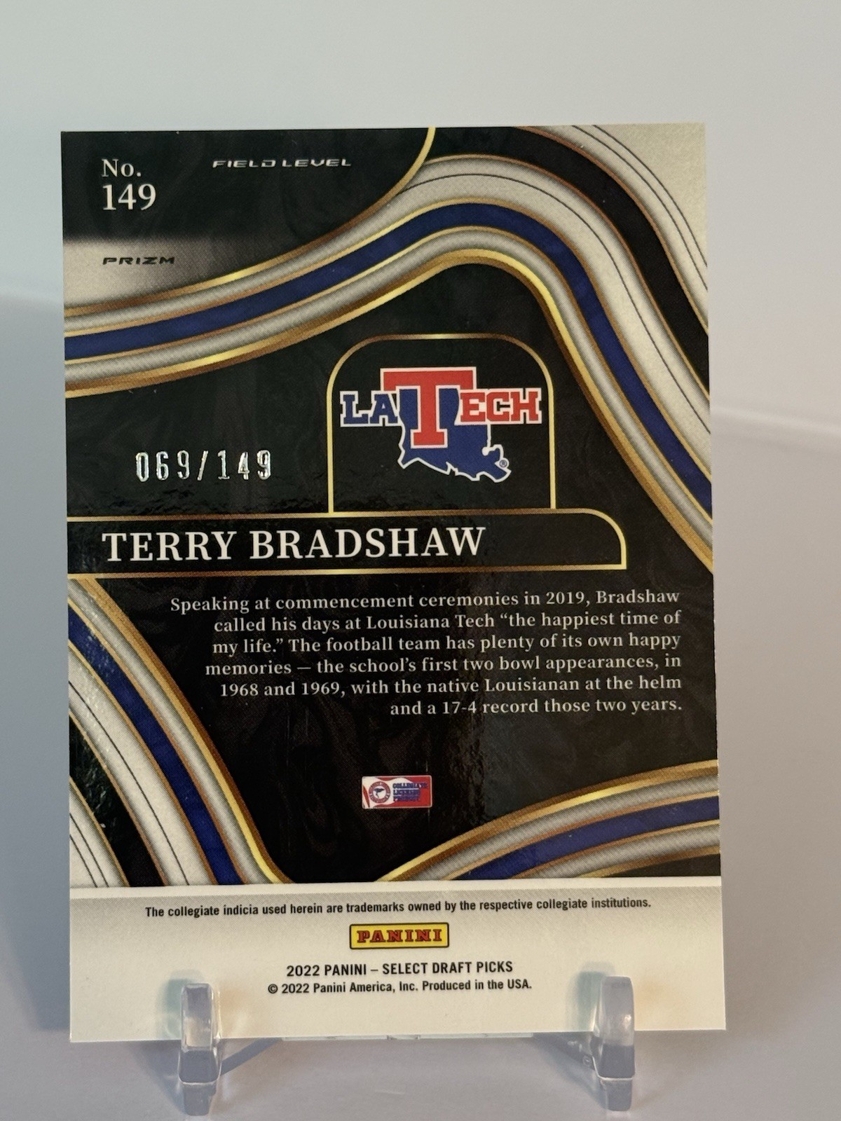 Terry Bradshaw 2022 Panini Select Draft Field Level Red Prizm /149 HOF LA TECH
