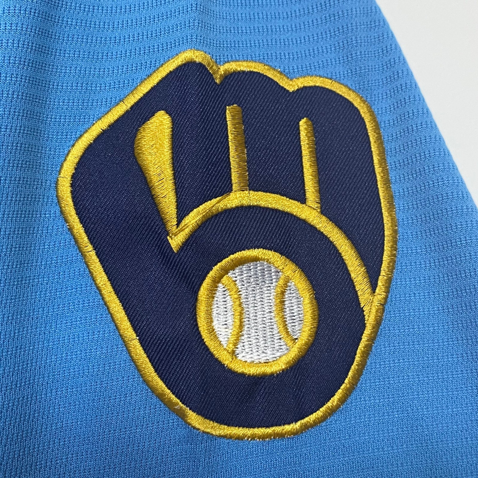 Milwaukee Brewers baseball jersey, brand new, embroidered, blue.