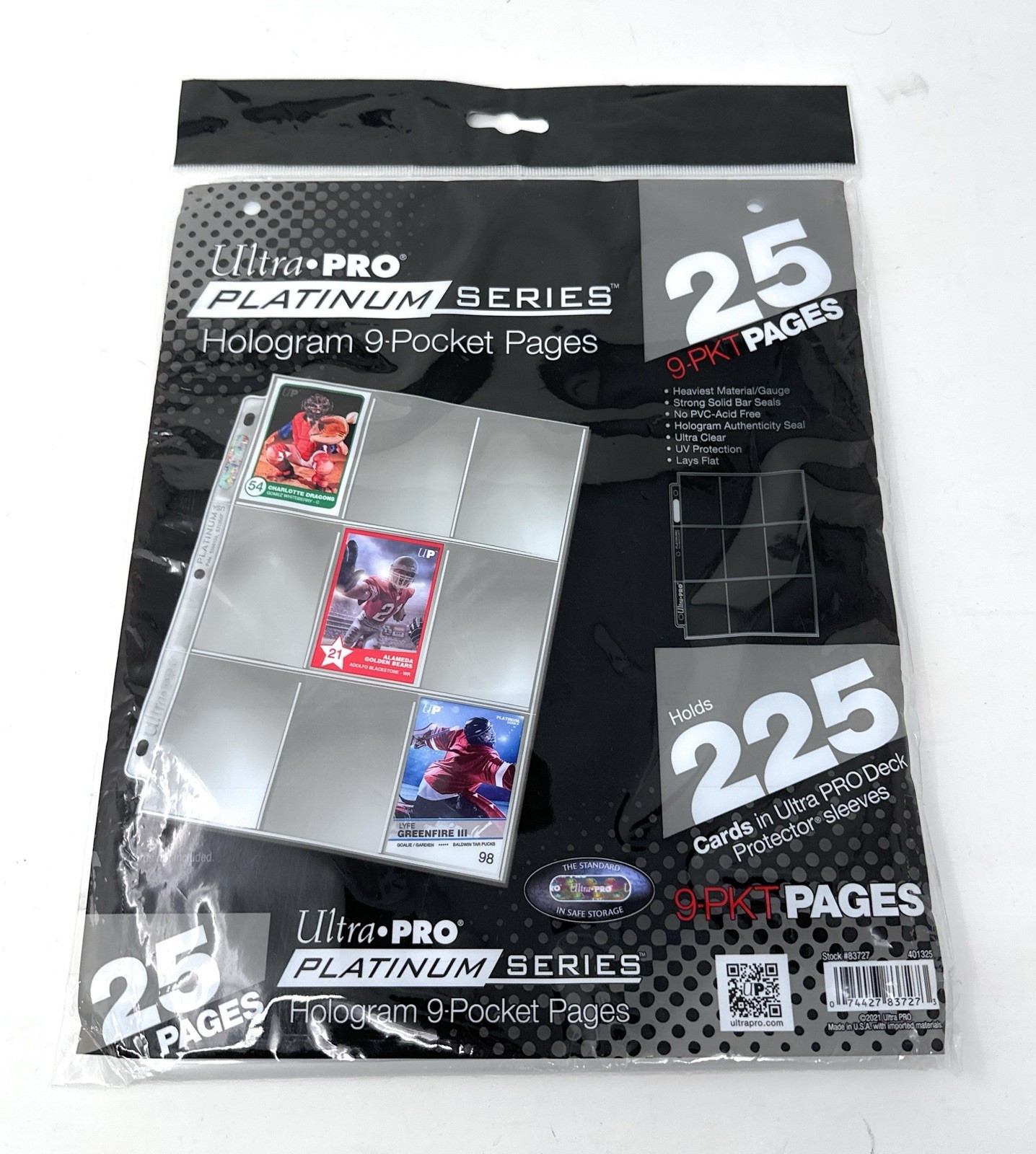 Ultra Pro Platinum Series Hologram 9 Pocket Pages Trading Card, 25 Pgs, 225 Card