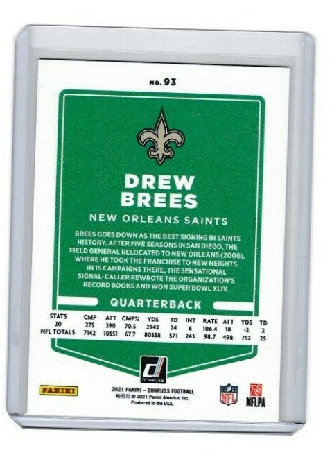 2021 Donruss Press Proof Gold Drew Brees 93