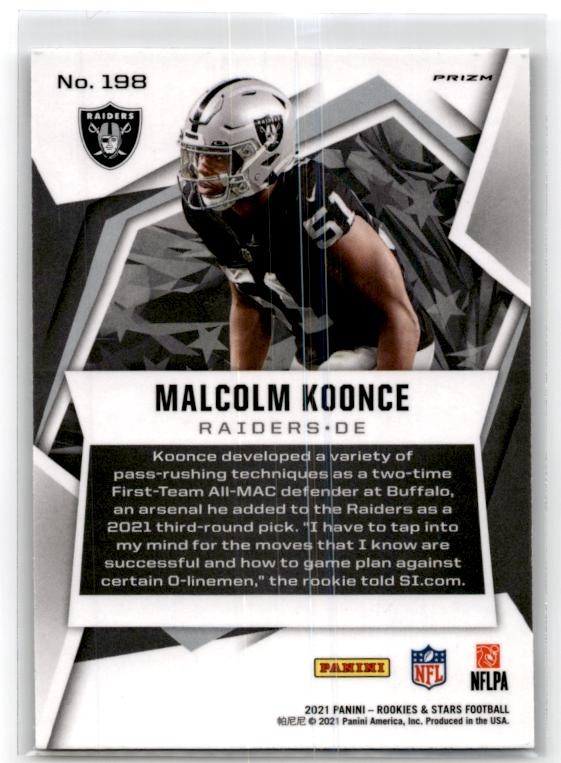 2021 Panini Rookies & Stars #198 Malcolm Koonce Pulsar Prizm Las Vegas Raiders