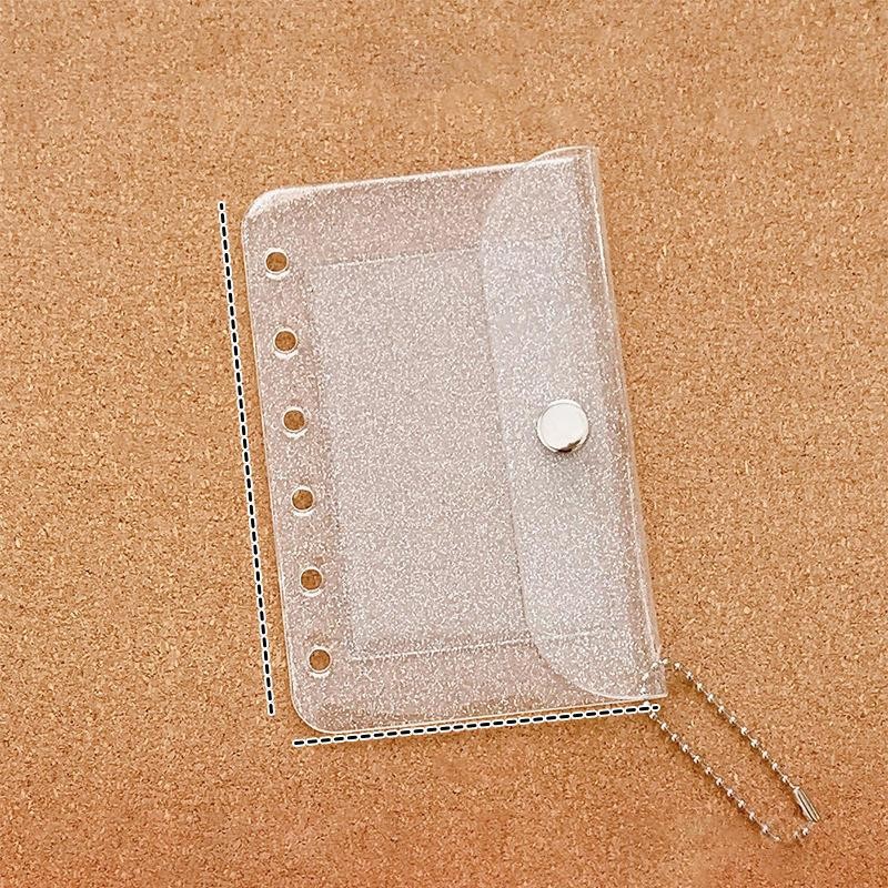 M5 5holes Loose Leaf Card Sleeve Pvc Transparent Glitter Small Fresh Storage Not