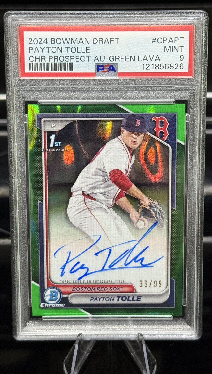 2024 Bowman Chrome Payton Tolle 1st Bowman Rookie Auto Green Lava Limited /99