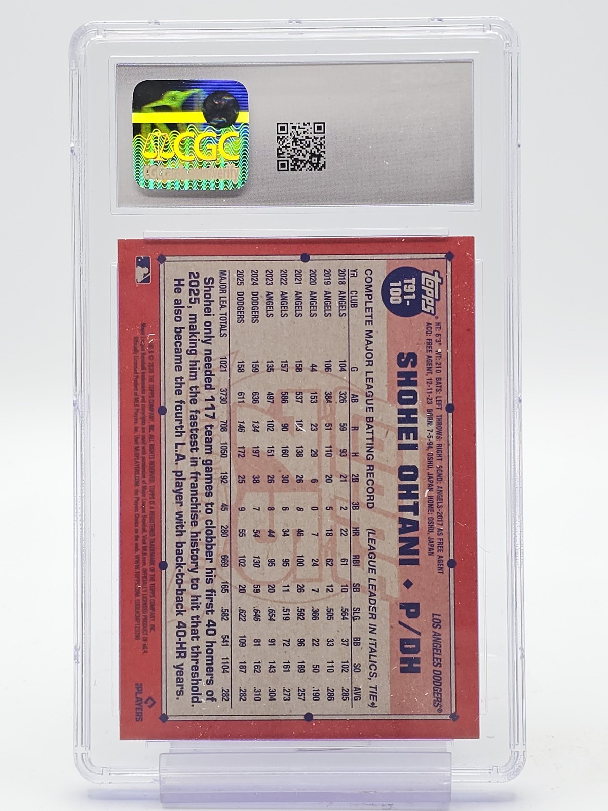 SHOHEI OHTANI 2026 TOPPS 91 TOPPS CRACKLE FOILBOARD #T91-100 Q7285