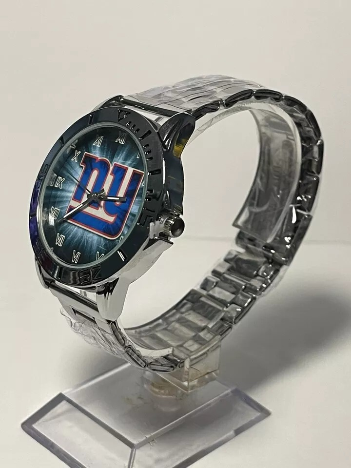 New York Giants NFL Team Logo Men’s Stainless-Steel Silver Watch NEW