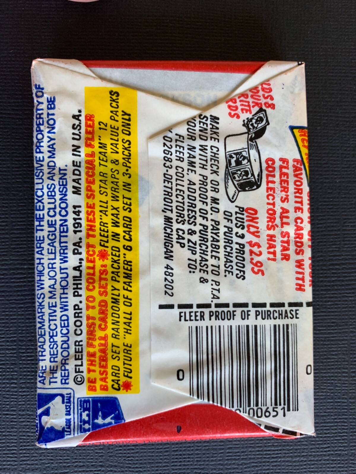 1986 Fleer baseball wax pack straight from box (Canseco?) Buy 2 or more save 10%