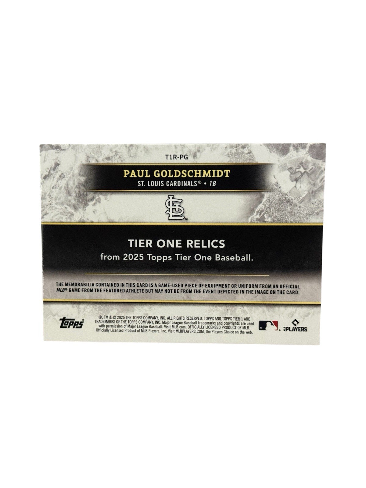 2025 Topps Tier One – Tier One Relics Paul Goldschmidt #T1R-PG /199 (MEM)