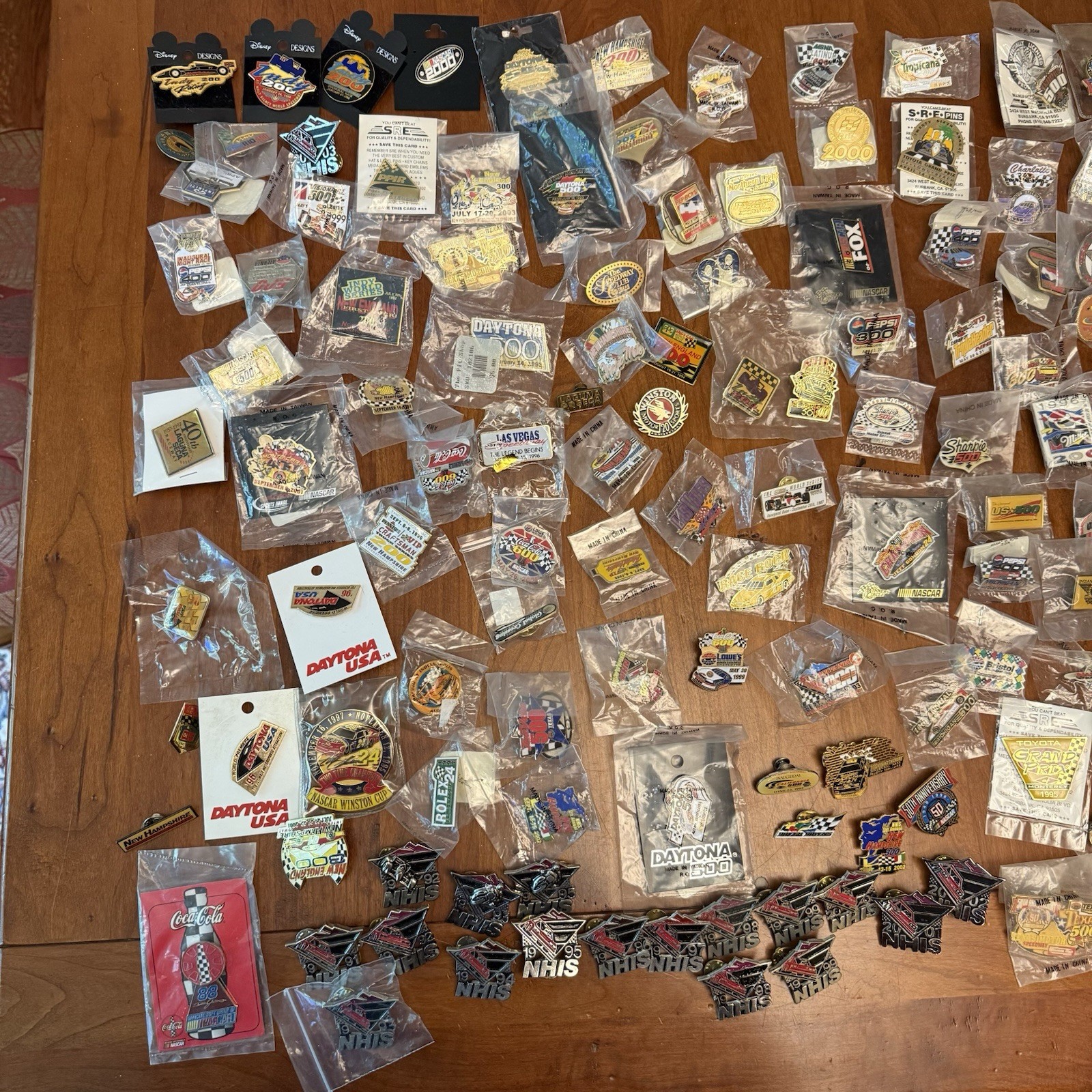 Lot of 200+ Vintage NASCAR Pins Daytona Indy Racing Race Car Bulk Lot Enamel